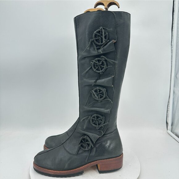 Jim Barnier Dreamcatcher Women Size 7 Black Leather Side Zip up Knee High Boot - Picture 1 of 13